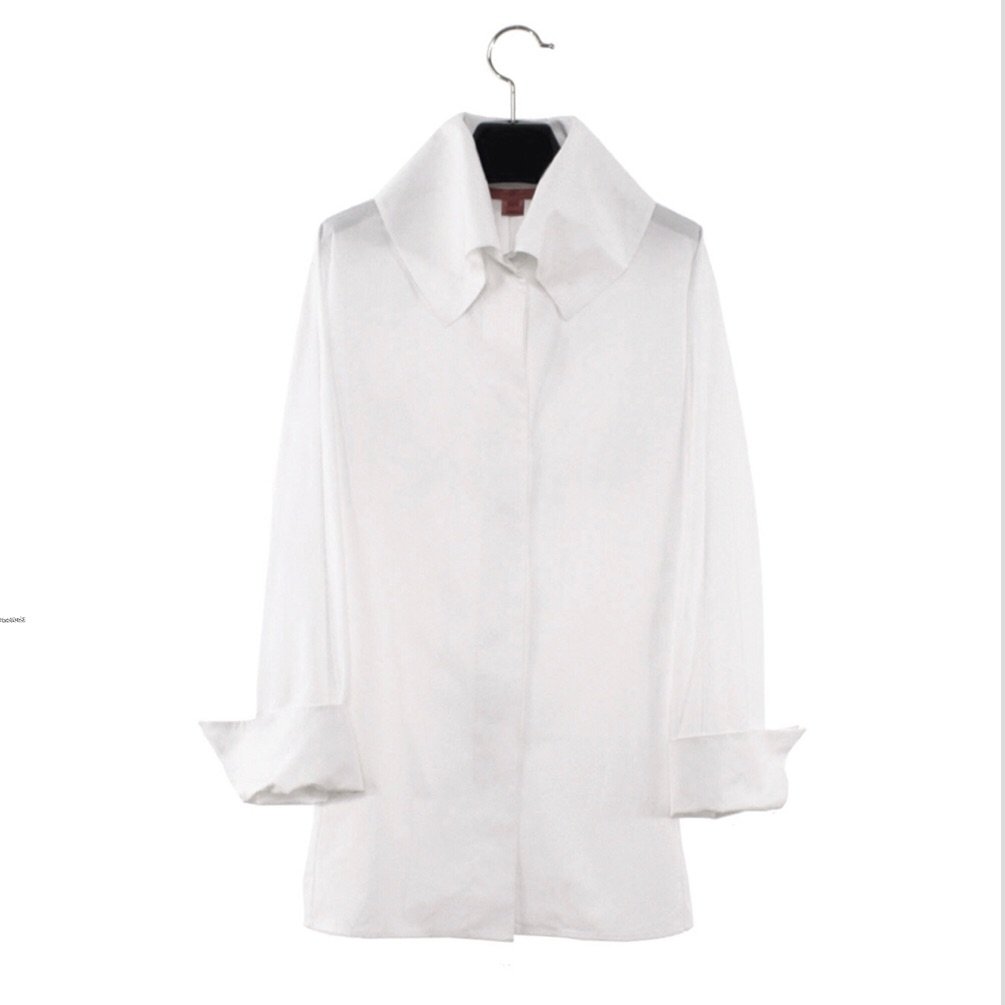 Shamask Elvis Collar White Cotton Poplin Cuff Sleeve Shirt Tunic/Dress Size 2